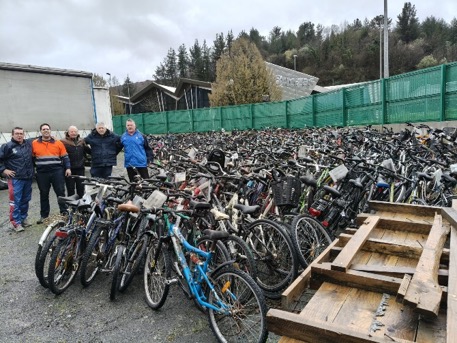 A large number of collected bikes in a depot