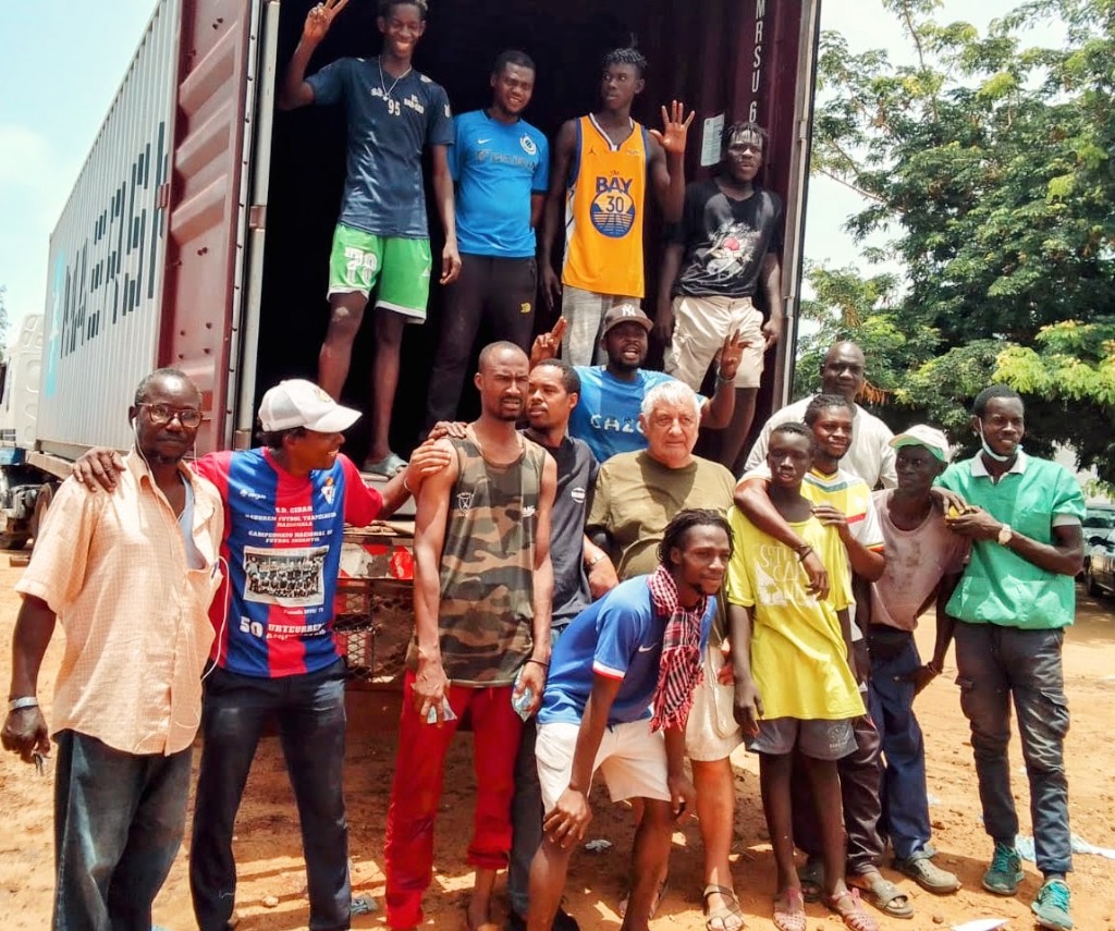 Local team at the container in Senegal