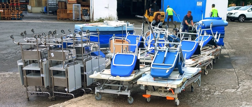 Hospital beds ready for shipping